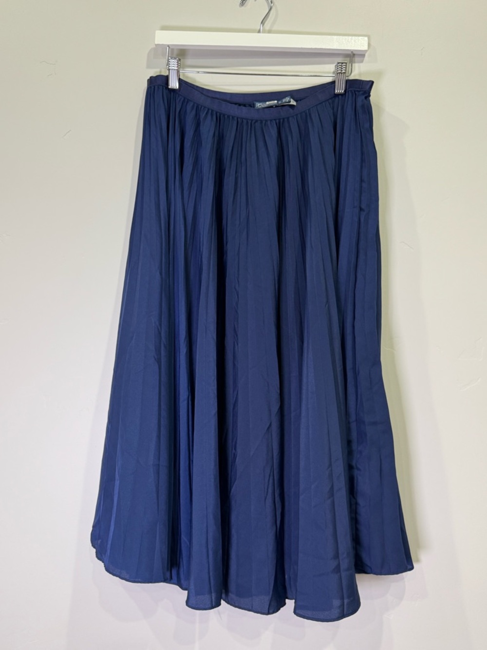 Ralph Lauren Navy Pleated A-Line Midi Skirt - Women's